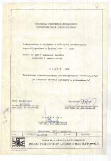 Założenia techniczno ekonomiczne przedsięwzięcia inwestycyjnego: Modernizacja i utrzymanie zdolności produkcyjnej kopalni Dymitrow w latach 1986-90 cz.III Techniczna charakterystyka przedsięwzięcia inwestycyjnego ( w zakresie zadania łączność i sygnalizacja)